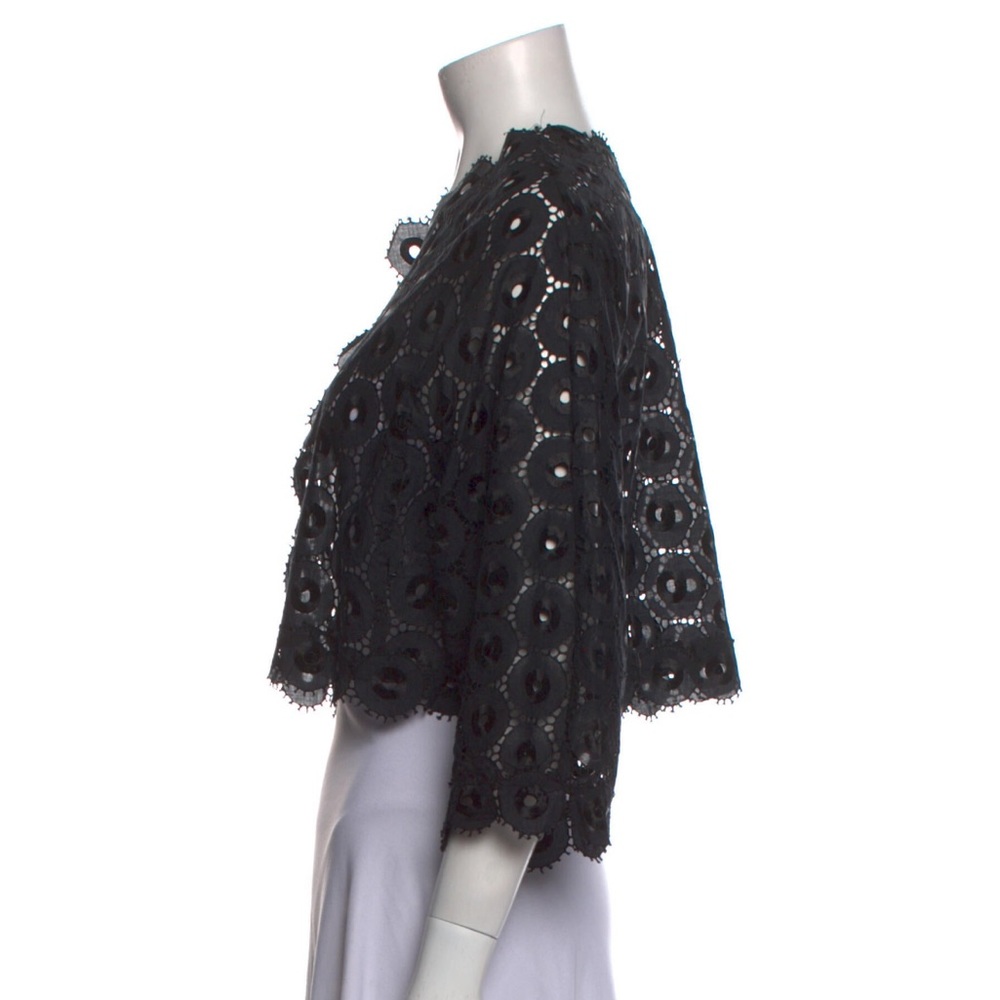 NWOT Tibi Lace Lasercut Pattern Open Front Cropped Jacket in Black Size Small - Picture 3 of 8
